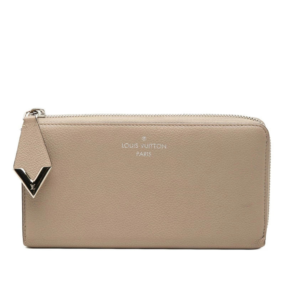 Louis Vuitton Portefeuille Comet Long Wallet Beige Cream Leather